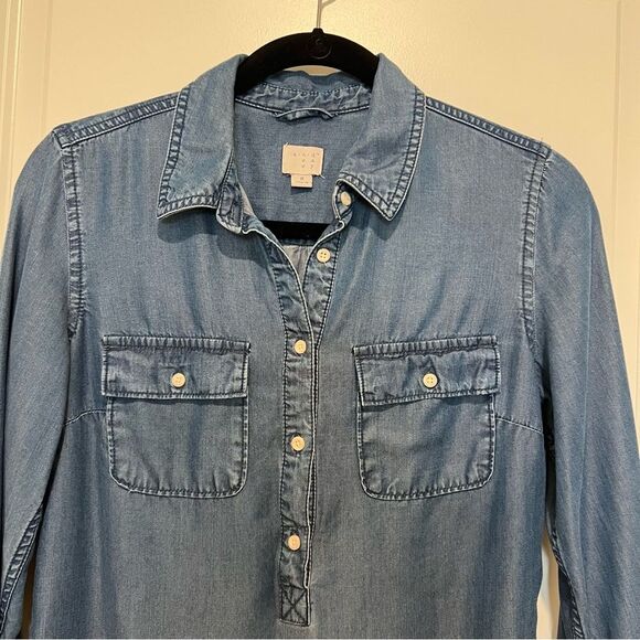 a new day Women's Chambray Popover Shirt Size Small 100% Lyocell Tunic Length - Picture 3 of 11